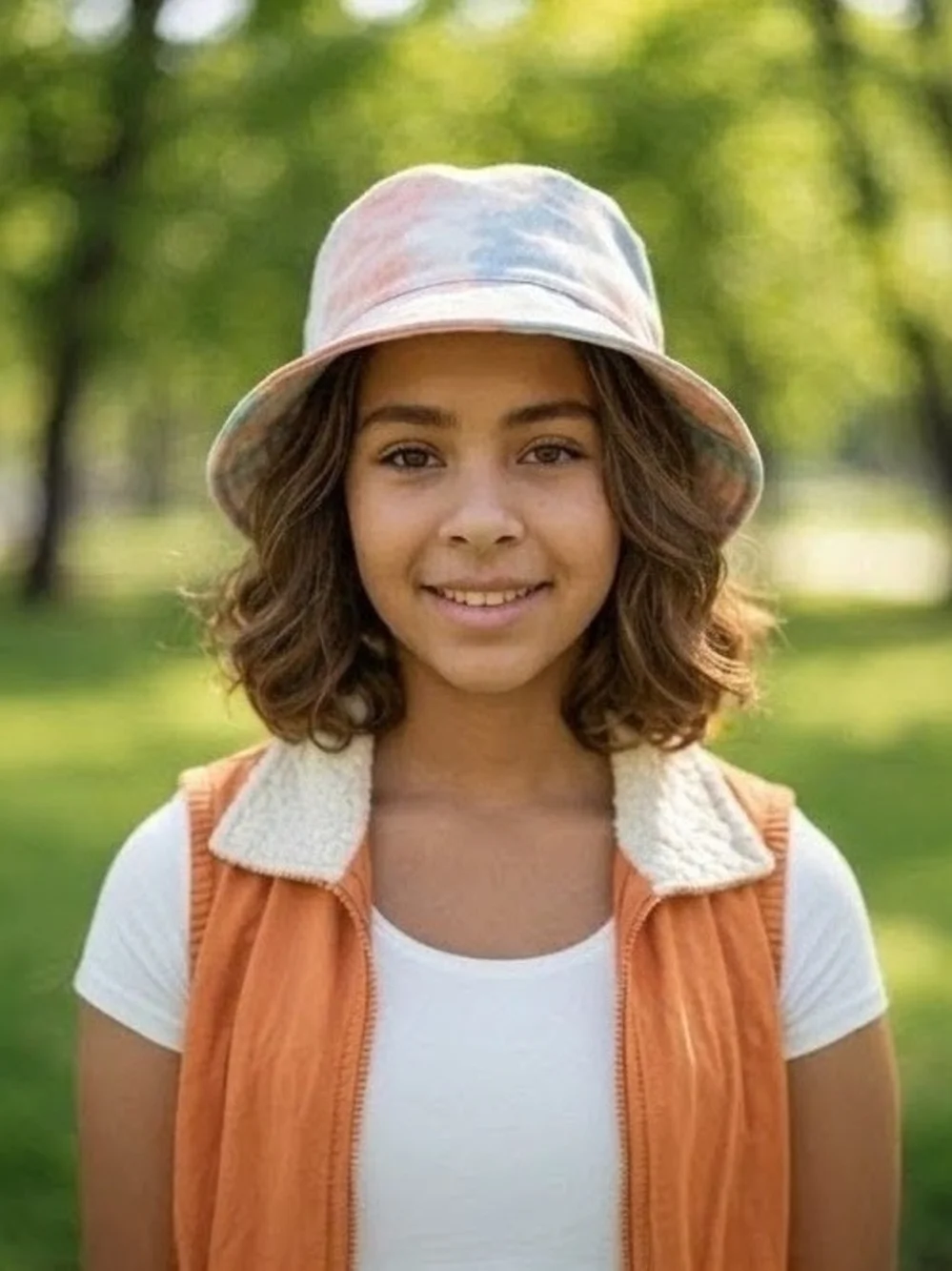 Pastel Tie Dye Bucket Hat Blue & Orange Sun Hat Summer Accessories Kids/Pre-Teen